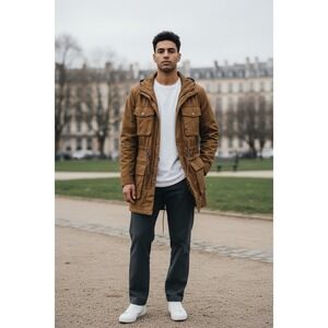 Garage Millitary Parka Size Small Hooded Zip Closure Large Pockets